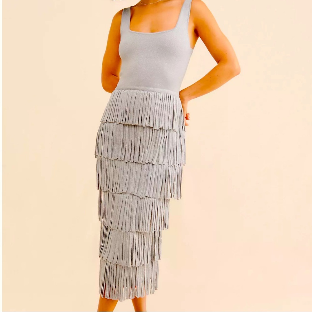 NWT Silver Edgar fringe knit dress by Endless Rose